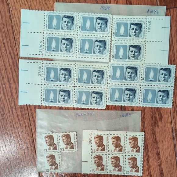 U.S. Postage JFK Stamp Collection 1964 5 Cent Stamps and 1965 13 Cent Stamps - Picture 1 of 6